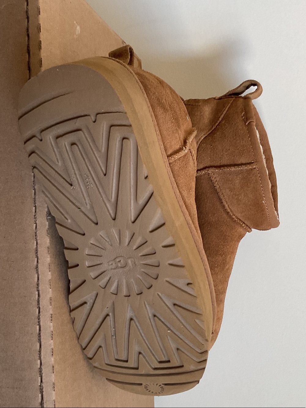 UGG Classic Short Shearling-Lined Booties in Chestnut - Picture 3 of 5